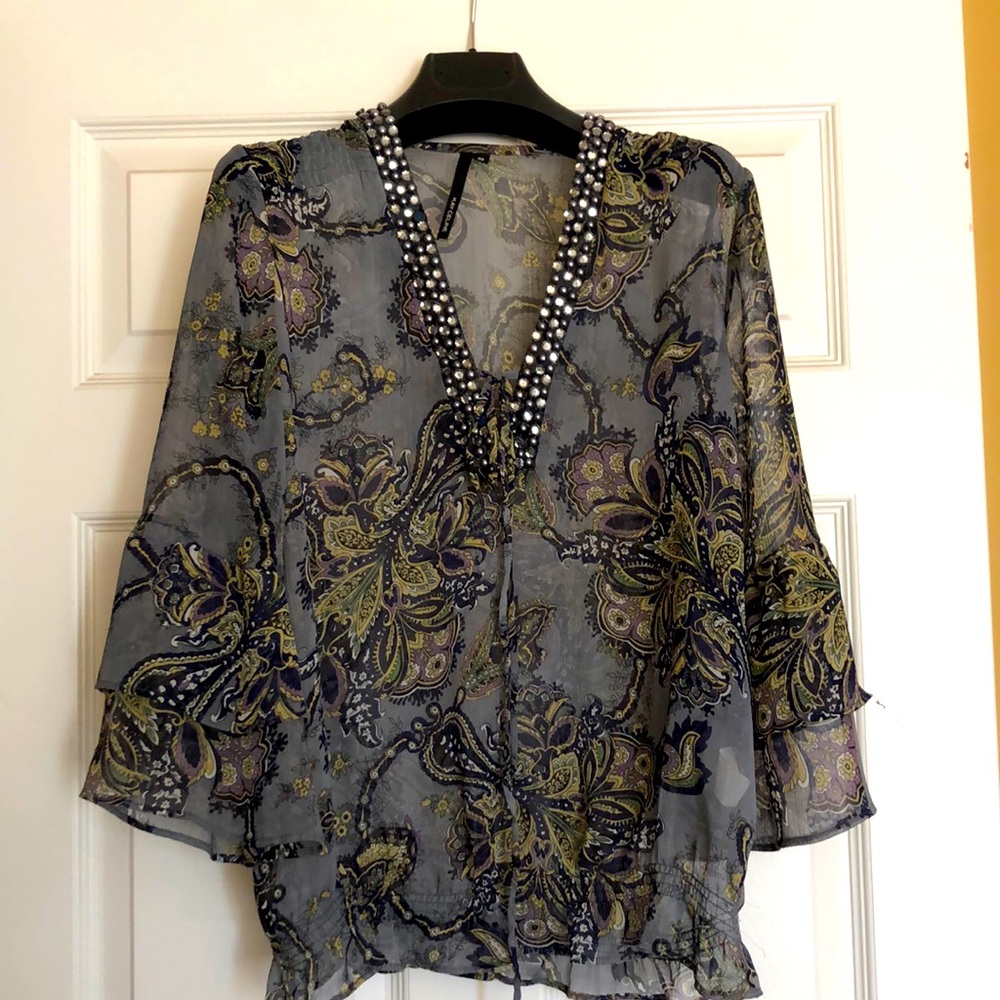 Kay Celine Tops | Kay Celine Sequin Sheer Blouse